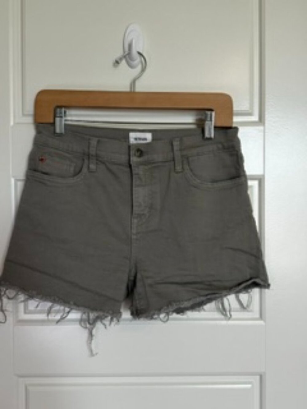 Hudson Gracie Cutoff Jean Shorts Olive in color